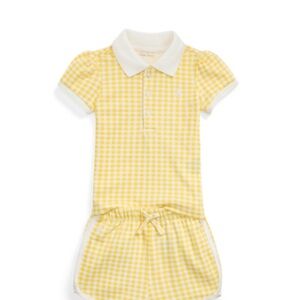Yellow Gingham Collared Polo Set